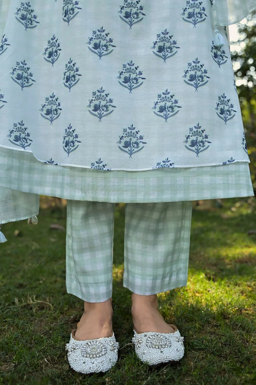Mint Green Cotton Chanderi Suit