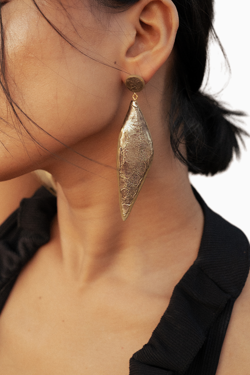 Gold-Green Dove Earrings