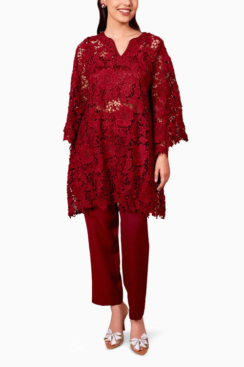 Mehr Maroon Kurta Set