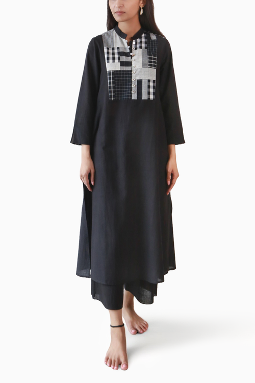 Black Kora Patchwork Yoke Shift