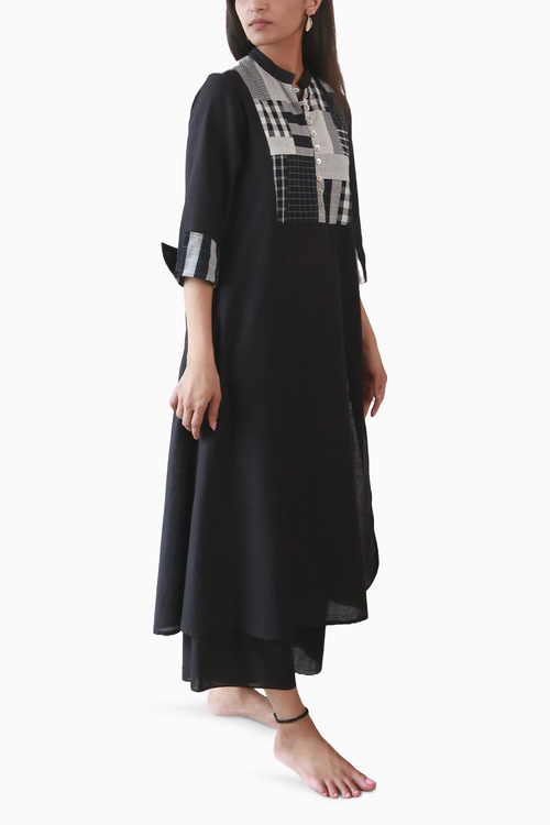 Black Kora Patchwork Yoke Shift