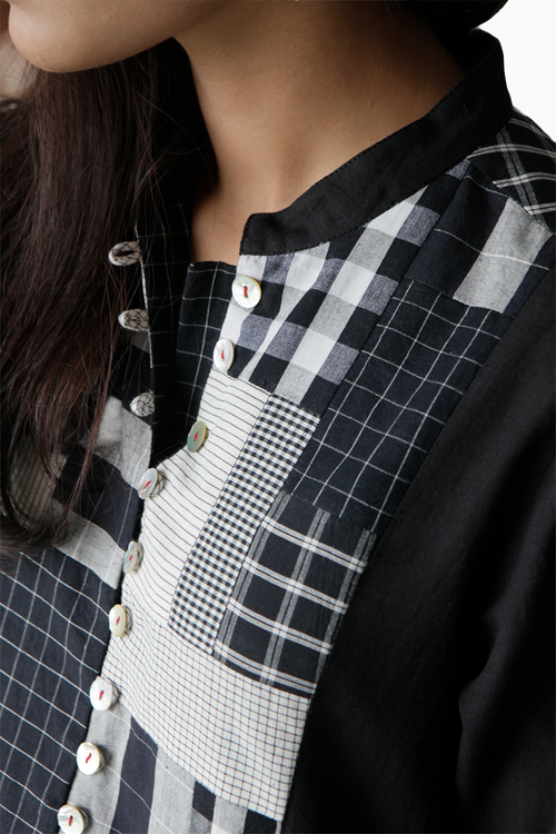 Black Kora Patchwork Yoke Shift