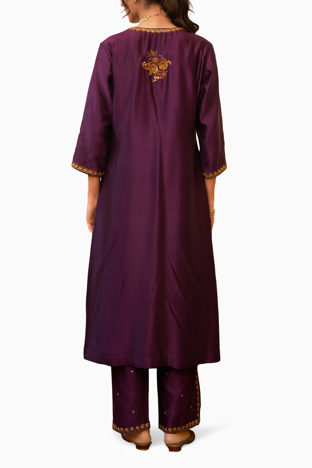 Rani Jamuni Sunahri Pleated Kurta Set