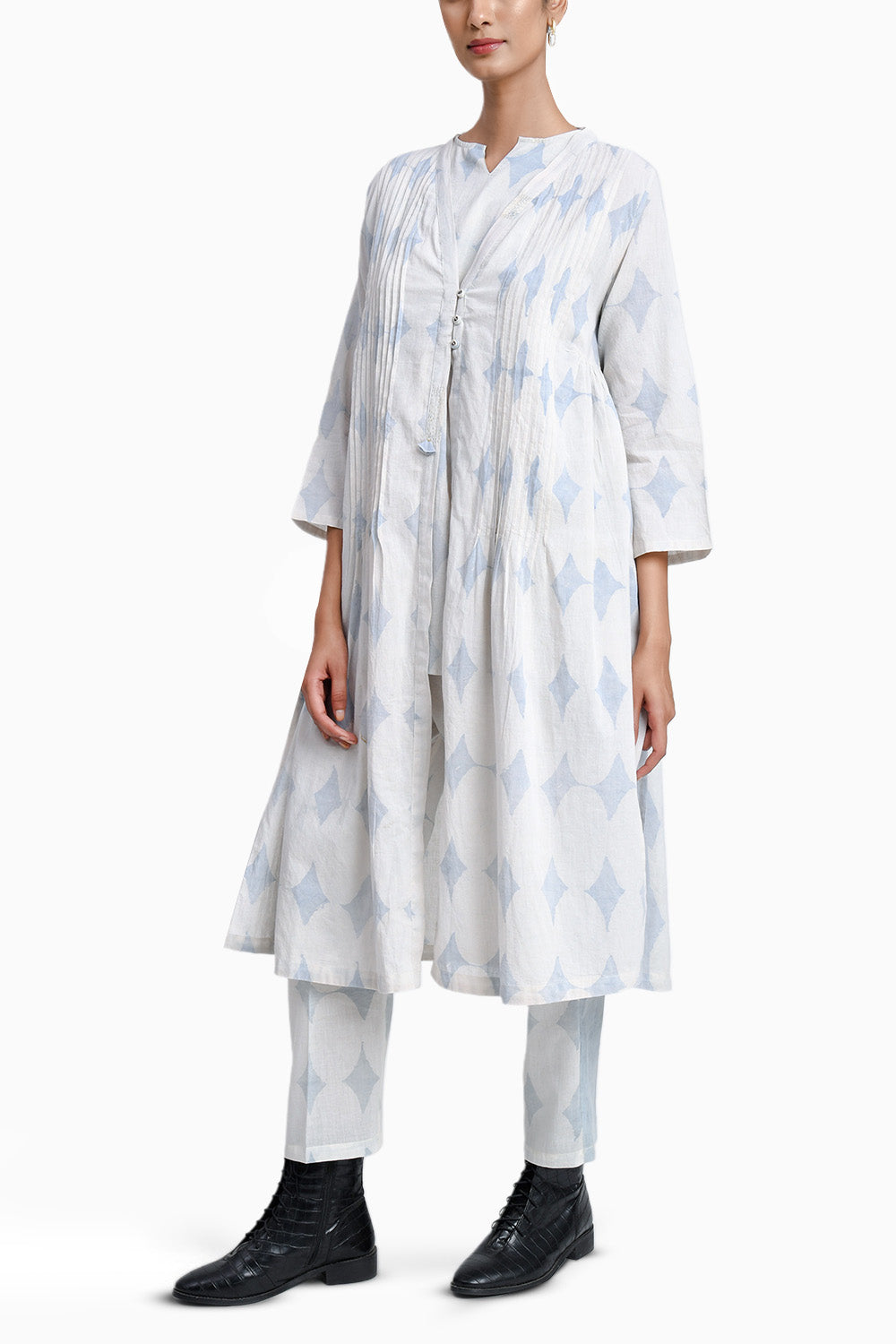 Sky Blue Top Pant Robe Set