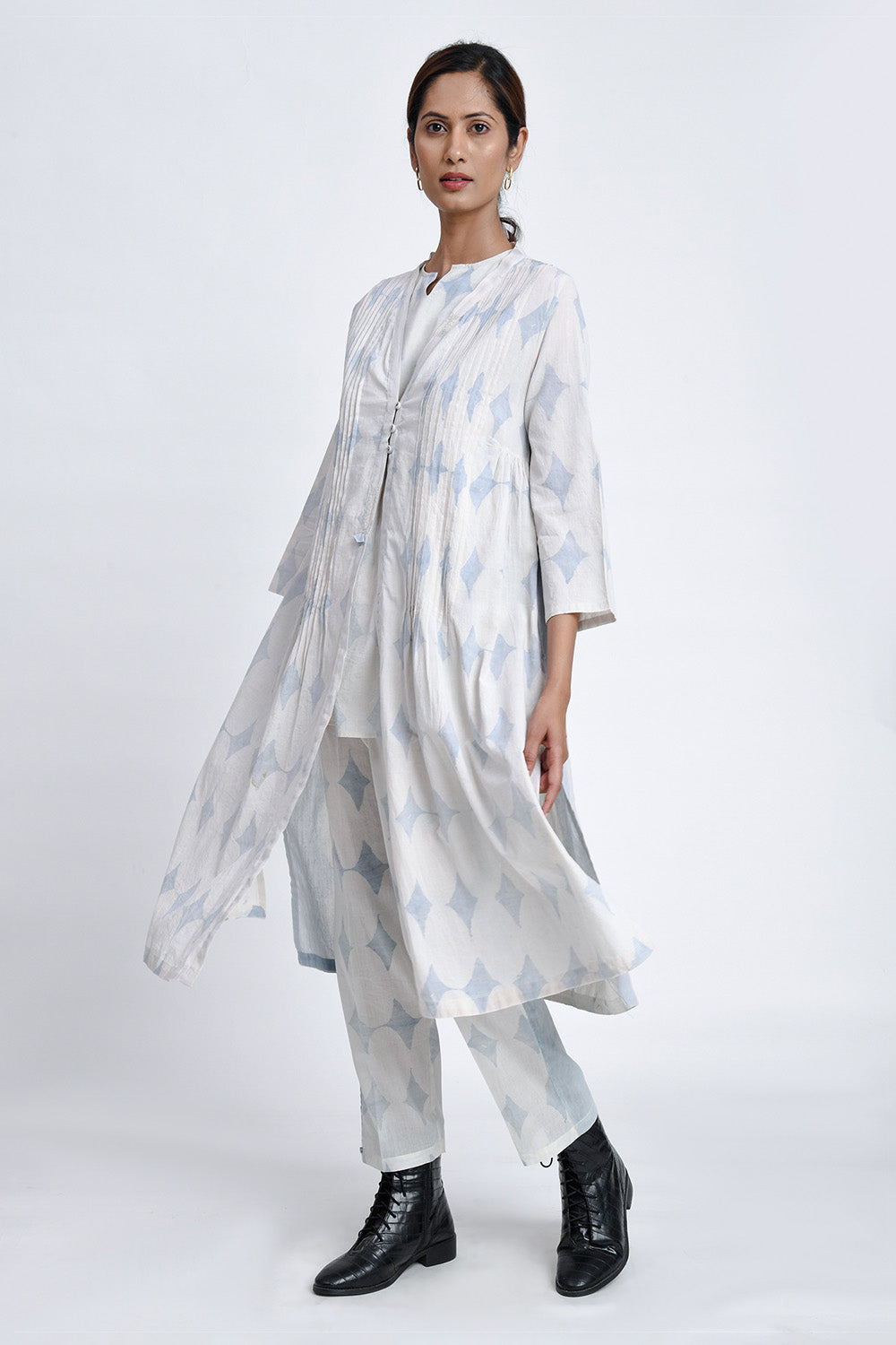 Sky Blue Top Pant Robe Set