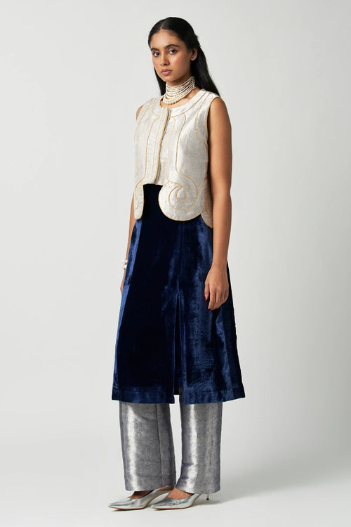Madame Velvet Kurta Set with Art Deco Jacket