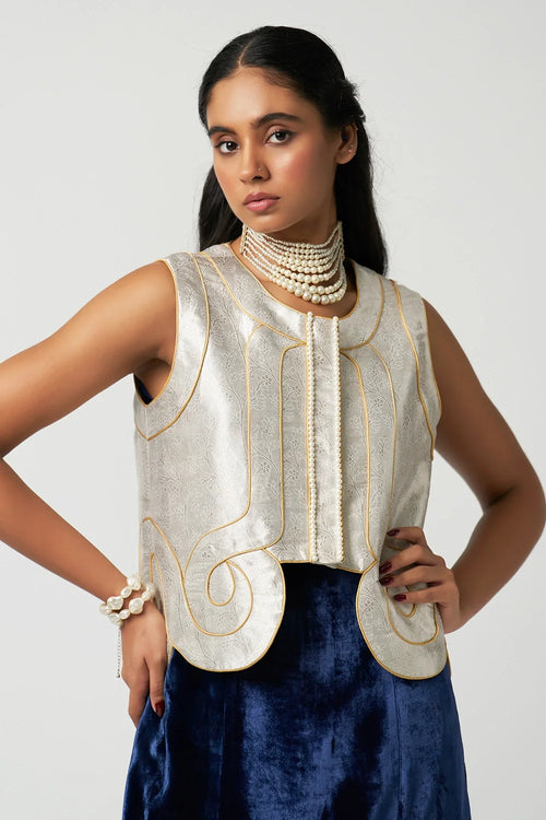 Madame Velvet Kurta Set with Art Deco Jacket