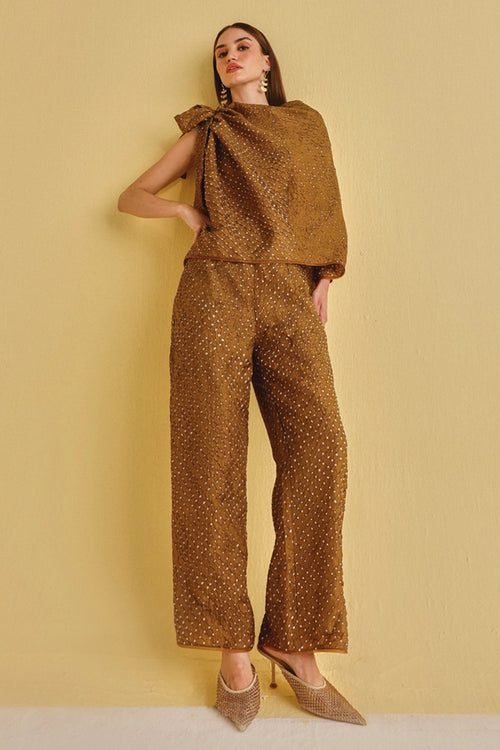 Mocha Crushed Bandhani Pants