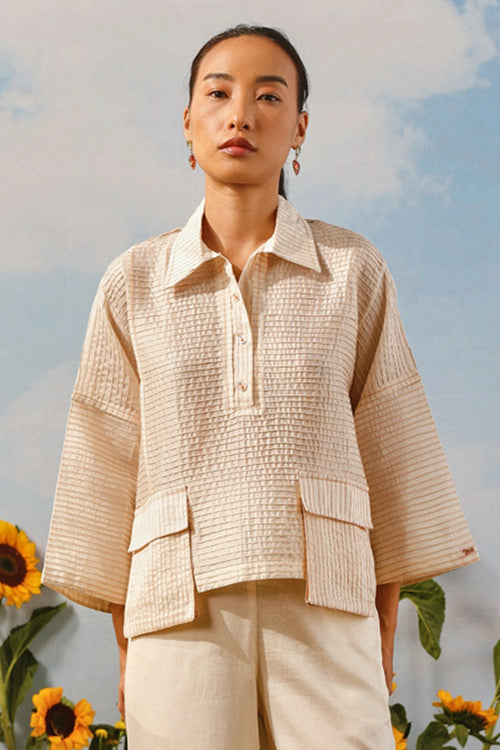 Ivory Pintuck Pocket Jacket