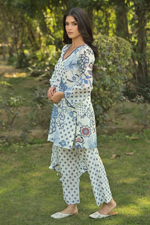 White Cotton Chanderi Suit