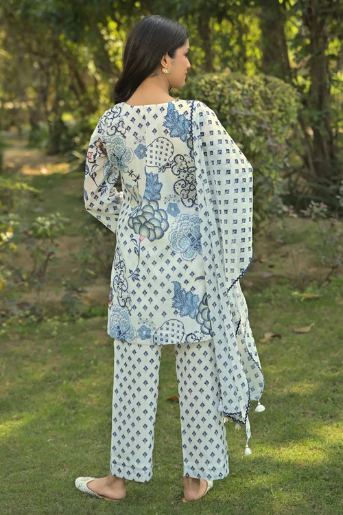 White Cotton Chanderi Suit