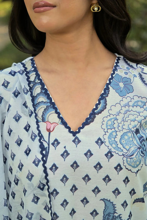 White Cotton Chanderi Suit