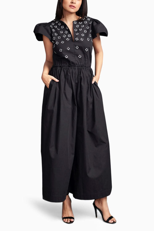 Black Jumpsuit With Embroidery