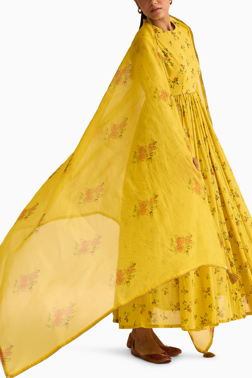 Evani Yellow Organza Dupatta