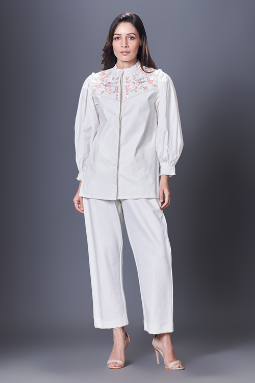White Quilted Jacket Style Co-ord Set