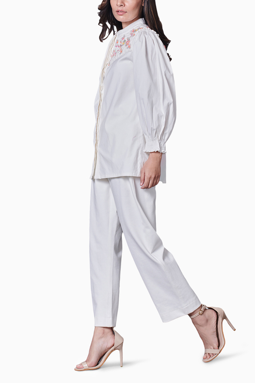 White Quilted Jacket Style Co-ord Set
