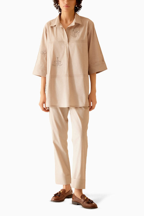 Neela Beige Tunic And Pant