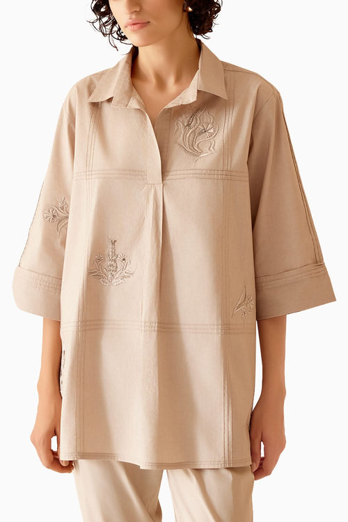 Neela Beige Tunic Shirt