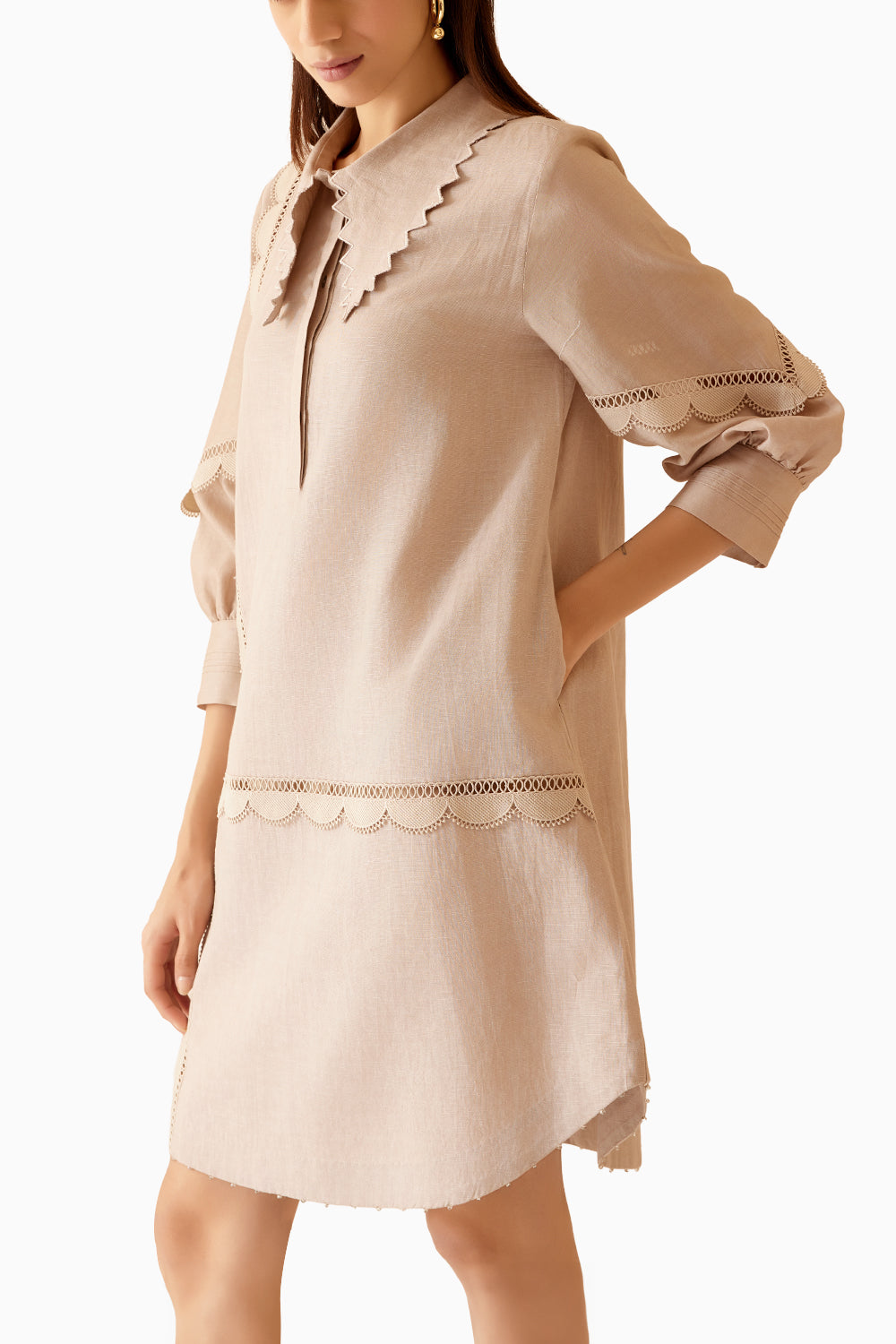 Isa Slub Beige Dress