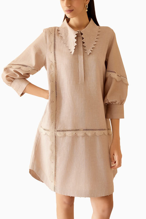 Isa Slub Beige Dress