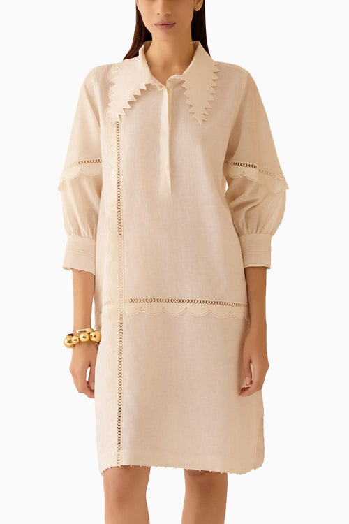 Isa Slub Ivory Dress