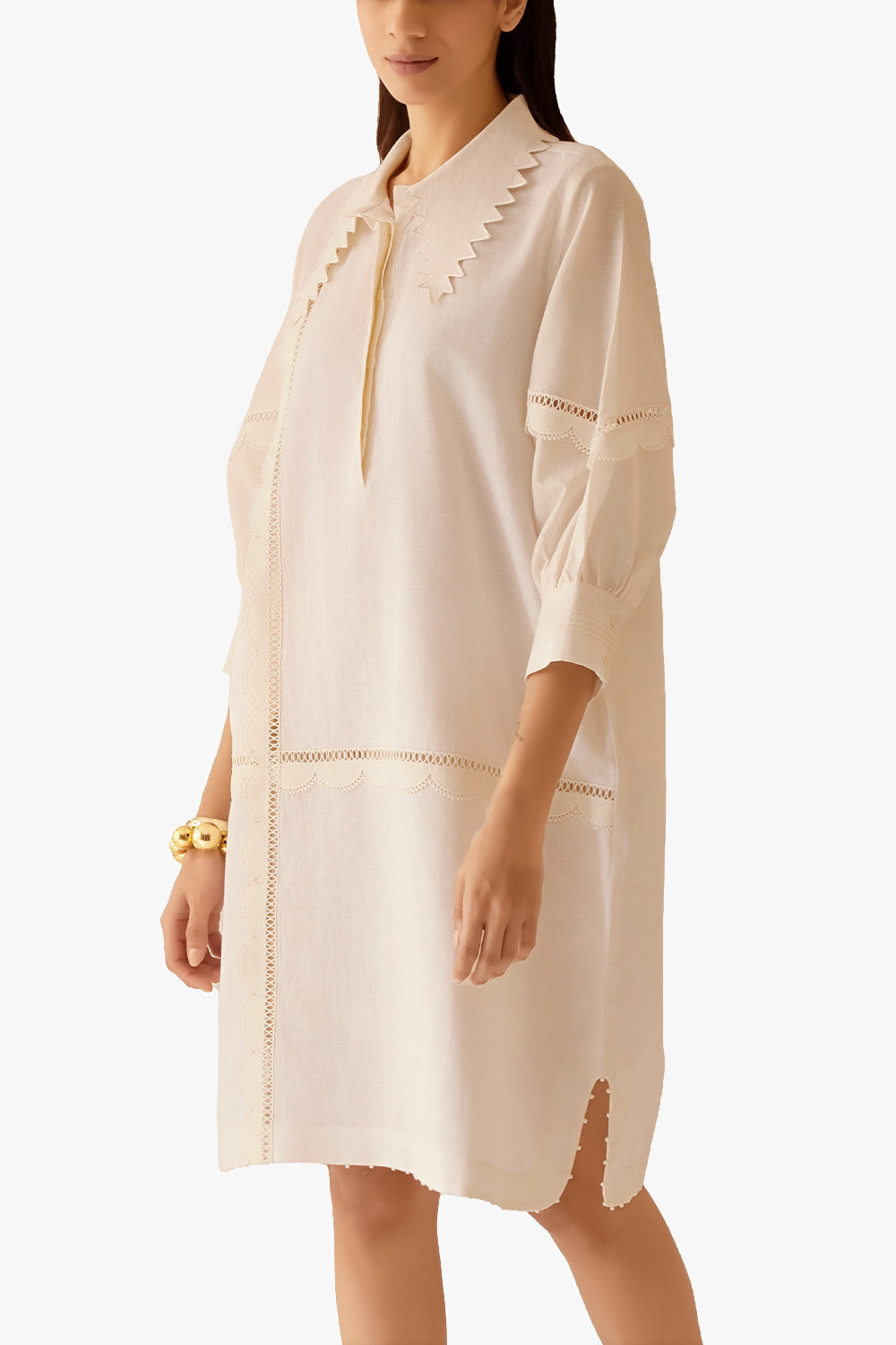 Isa Slub Ivory Dress