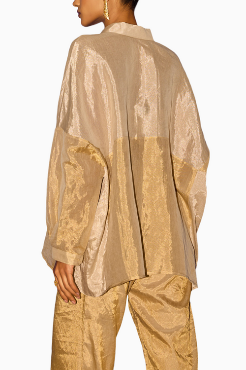 Gold Patchwork Oversized Shirt and Pants