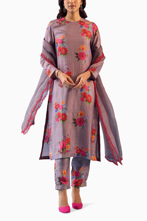 Enchanted Bloom Slate Kurta Set