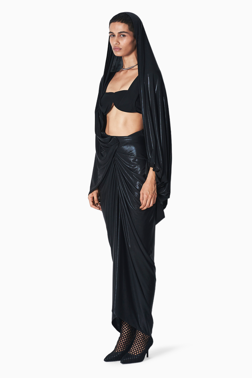 Fio Top and Liquid Nora Skirt with Kanye Cape