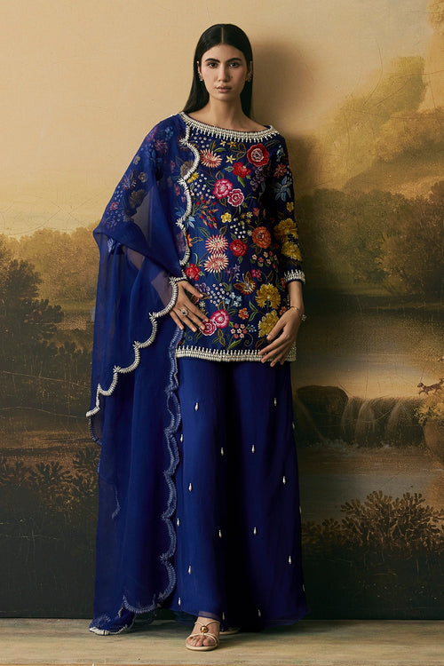 Cobalt Blue Beadwork Dupatta