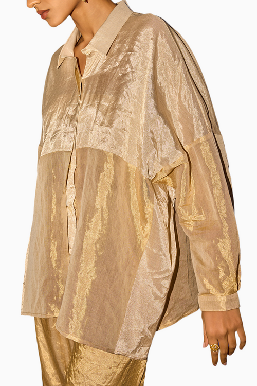 Gold Patchwork Oversized Shirt and Pants