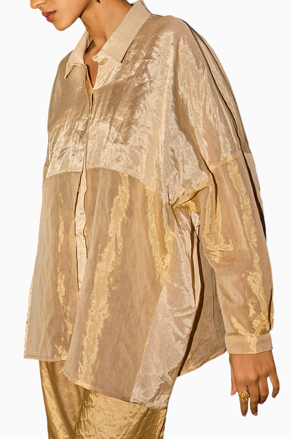 Gold Patchwork Oversized Shirt and Pants