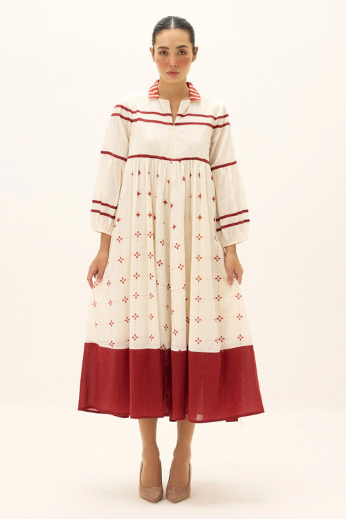 Off White Red Symphony Dress