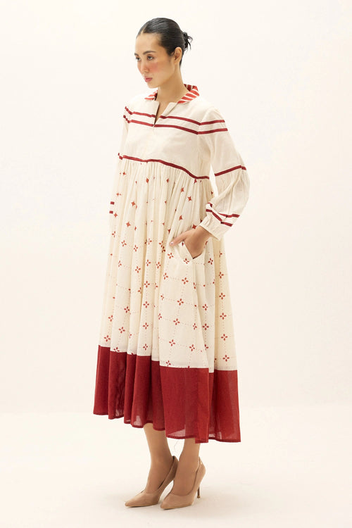 Off White Red Symphony Dress