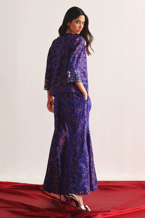 Purple Patola Blazer With Bootcut & Bandeau Set