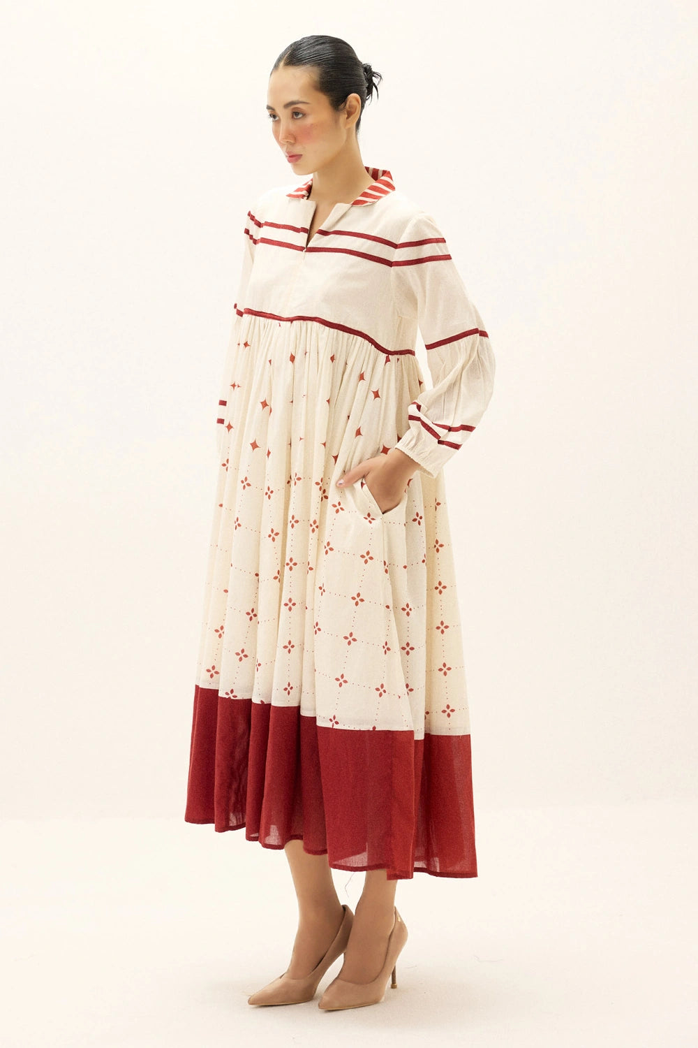 Off White Red Symphony Dress