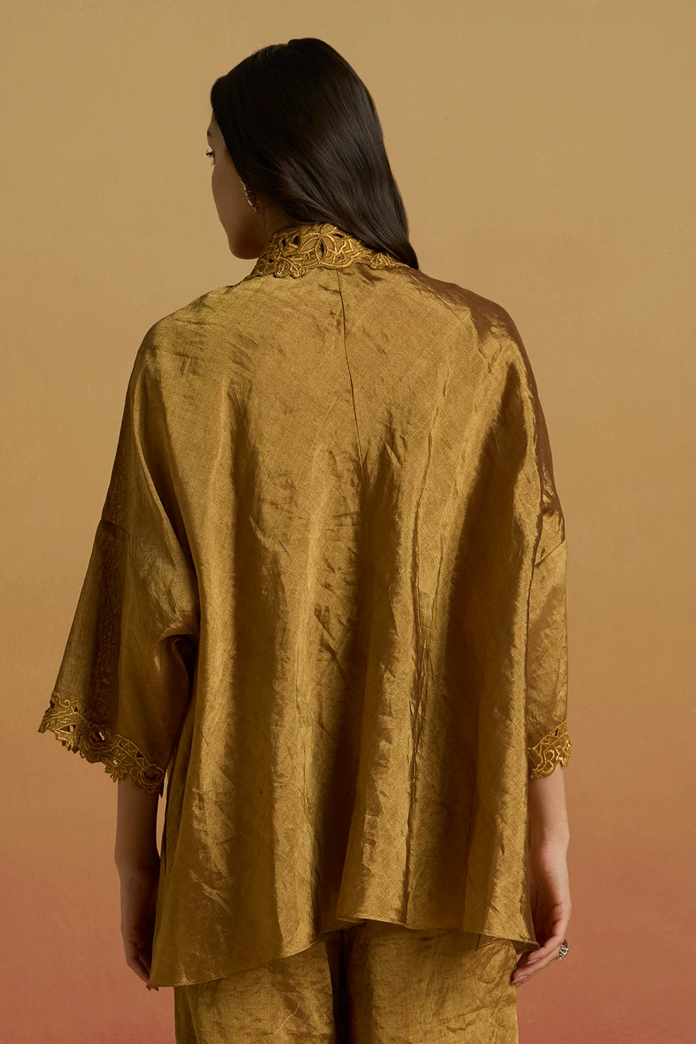 Gold Smocked Amaryllis Shirt
