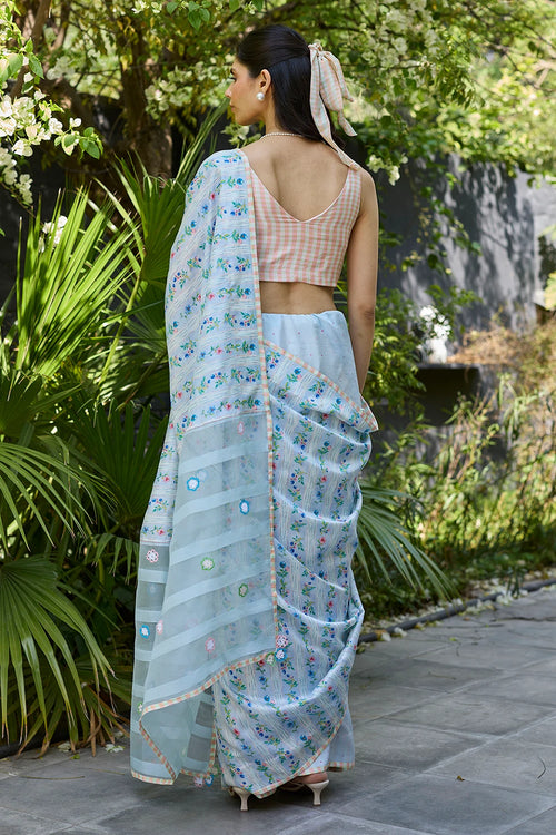 Hidden Orchard Blue Saree With Blouse