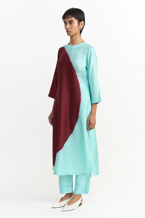 Polka Monsoon Blue Burgundy Co-ord Set
