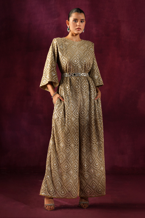 Lace Mirrorwork Jumpsuit