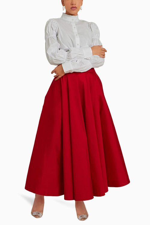 Iris White Shirt with Phoenix Red Skirt
