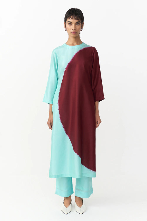 Polka Monsoon Blue Burgundy Co-ord Set