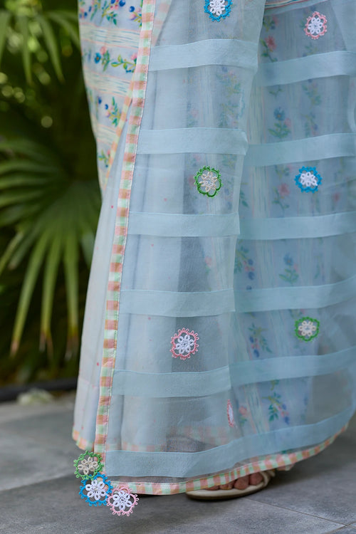 Hidden Orchard Blue Saree With Blouse