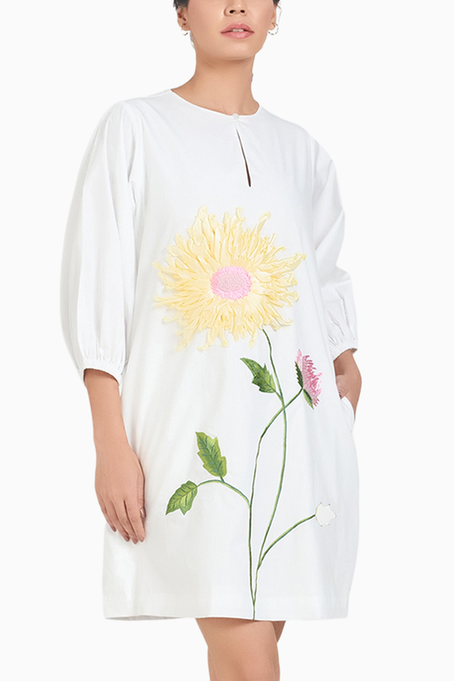 White Ribbon Summer Shift Dress