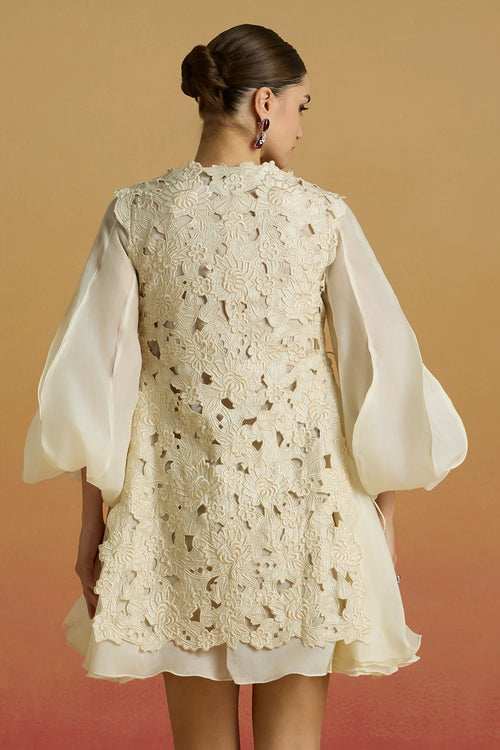 Ivory Cutwork Layered Amaryllis Dress