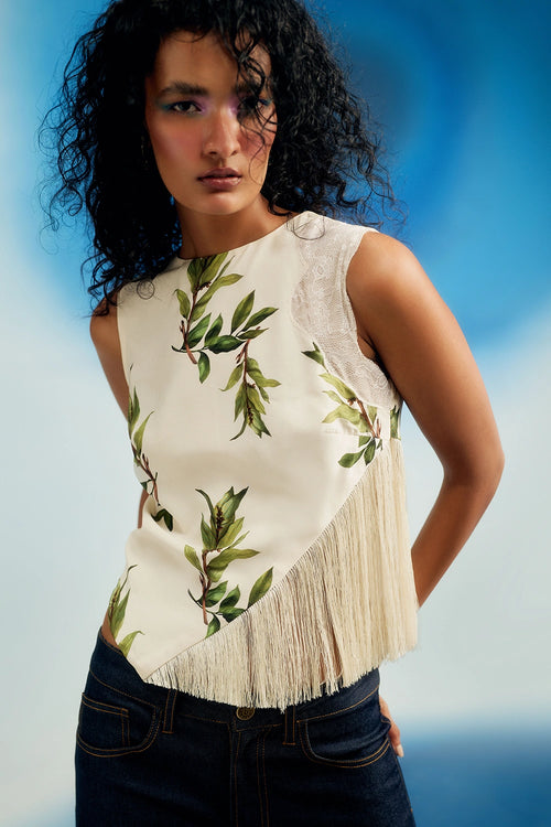 Lace Top With Fringes