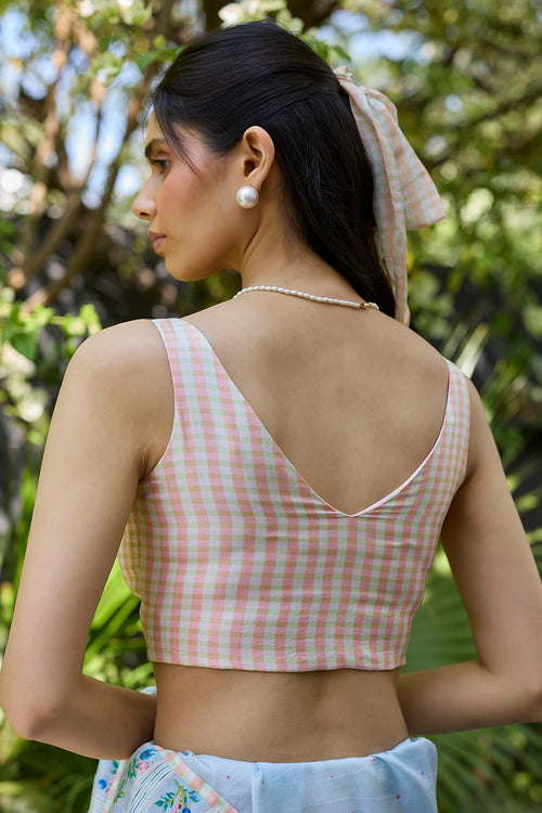 Windowpane Pink Checkered Blouse