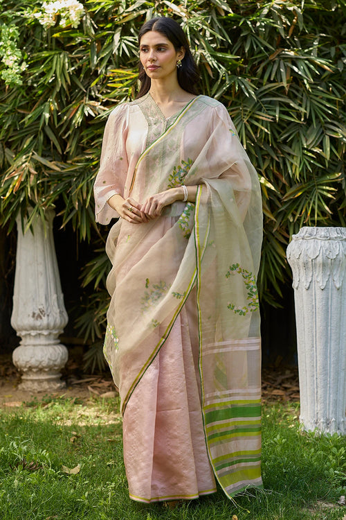 Blush & Berry Pink Jamdani Saree With Blouse