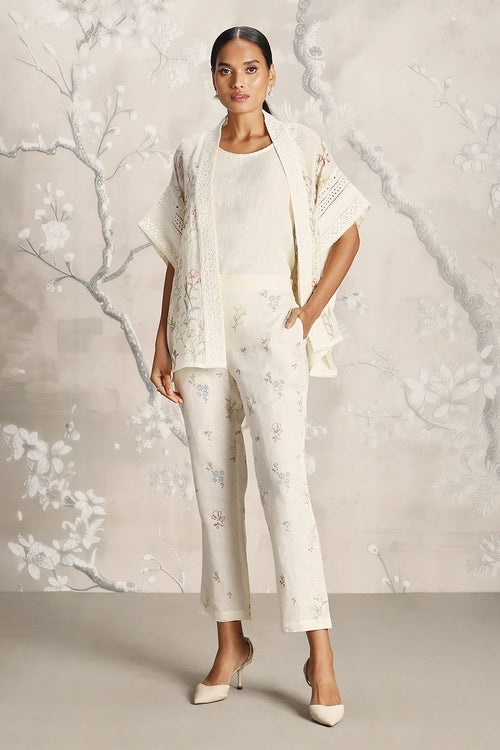 Walk in the Clouds Off White Short Kaftan and Pant