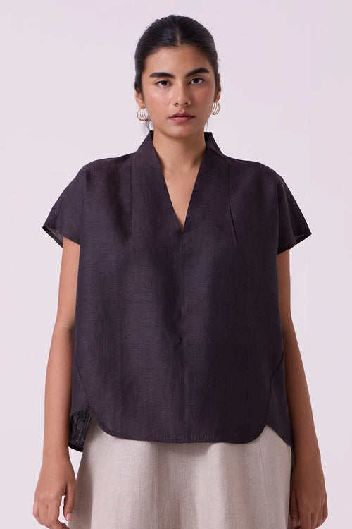 Orion Charcoal Linen Top